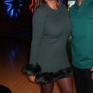 Show me your mumu green fur dress